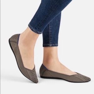 - Rothy's The Point Walnut python flats with blue halo. . Size 8